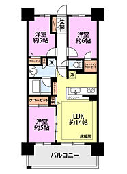 レーベン長岡寺島町ヴェルテリエ 3LDKの間取図画像