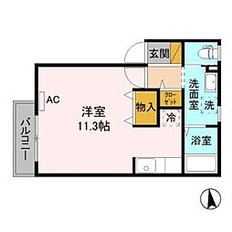 カルム ワンルームの間取図画像