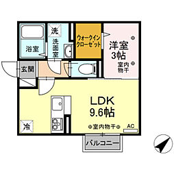 ヴィラローザ 1LDKの間取図画像