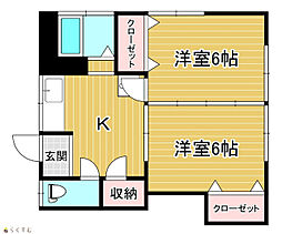 第6江口アパート 2Kの間取図画像