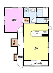 プライムコート江陽A 1LDKの間取図画像