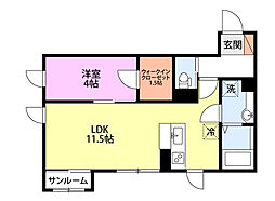 ラフィネ宮内駅前 1LDKの間取図画像