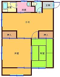 T.Kハイツ 2DKの間取図画像