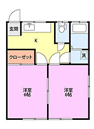 松木ハイム1 2Kの間取図画像