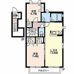 ガーデンシティ長倉O 2LDKの間取図画像