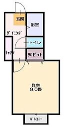 シャインリバーA 1Kの間取図画像