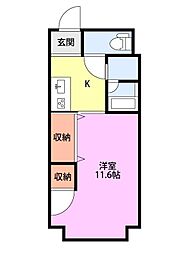 リッツ3 1Kの間取図画像