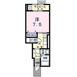 コンセルジュールA 1Kの間取図画像