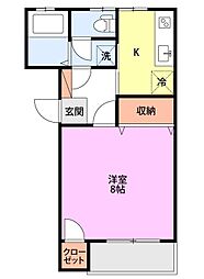 サンライフ江陽 1Kの間取図画像
