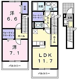 プリマベーラ 2LDKの間取図画像