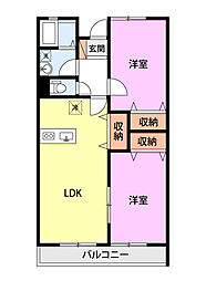 エクセレント柏A棟 2LDKの間取図画像