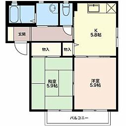リーベンドルフ1 2Kの間取図画像