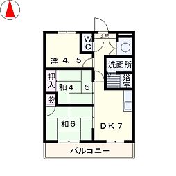 JR東海道・山陽本線 野洲駅 4.7kmの賃貸マンション 3階3DKの間取り