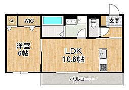 エレガンス　ビュー 3階1LDKの間取り
