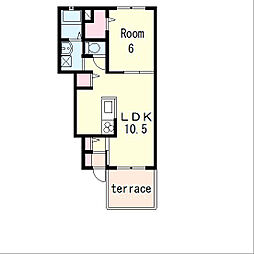サンガーデン一橋C棟 1階1LDKの間取り