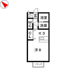 JR東海道・山陽本線 栗東駅 徒歩10分の賃貸アパート 2階1Kの間取り