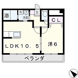 エヌハイム 1LDKの間取図画像