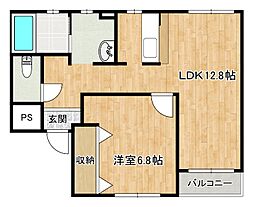 メゾン林 1LDKの間取図画像