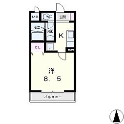 ドーミトゥリィ久野部 1Kの間取図画像