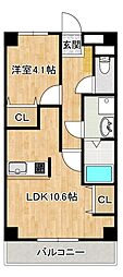 ハイツiseki 1LDKの間取図画像