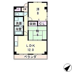 フロントパーク守山 2LDKの間取図画像