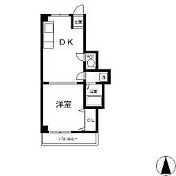 イワタハイツ 1DKの間取図画像