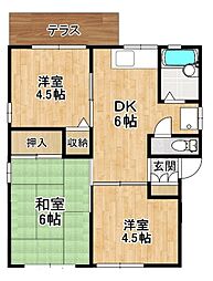 啓山ハイツ1 3DKの間取図画像