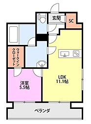 オクト川端町 1LDKの間取図画像