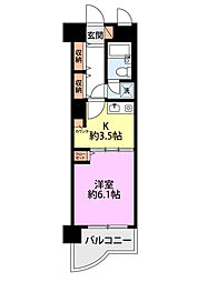 ライオンズシティ新潟 1Kの間取図画像