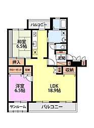 テレパレス関屋浜松 2LDKの間取図画像