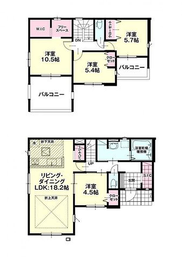 【間取図】1号棟:4LDK+ウォークインクローゼット+フリースペース+パントリー
