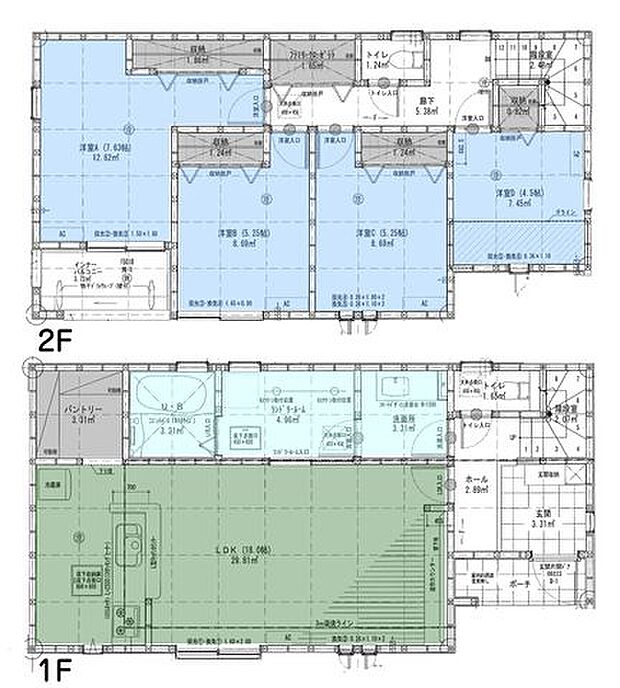 【間取図】4LDK+ランドリールーム+パントリー+ファミリークローク