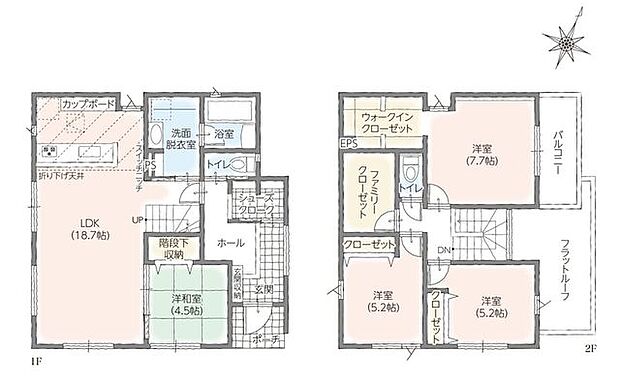 1号棟:4LDK+ウォークインクローゼット+ファミリークローク