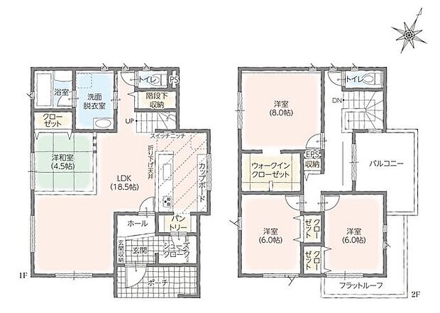 2号棟:4LDK+ウォークインクローゼット+パントリー