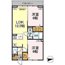 セレスティア東葛西IV 2階2LDKの間取り