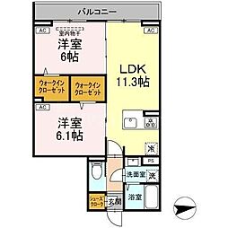 セレスティア東葛西IV 3階2LDKの間取り