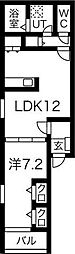 JR総武線 新小岩駅 徒歩23分の賃貸アパート 2階1LDKの間取り