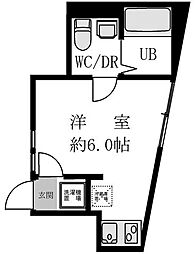 Ｓｉｌｖｅｒ　Ｂｉｒｄ 1階ワンルームの間取り