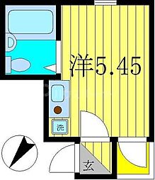 JR常磐線 亀有駅 徒歩10分の賃貸アパート 2階ワンルームの間取り