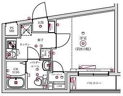 東京メトロ千代田線 綾瀬駅 徒歩11分の賃貸マンション 1階1Kの間取り