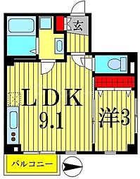 シルフィード 1階1LDKの間取り