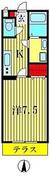 パルズ　プレイス 2階1Kの間取り