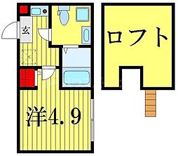 北総鉄道 新柴又駅 徒歩6分の賃貸アパート 2階1Kの間取り