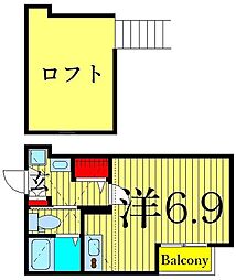 京成押上線 京成立石駅 徒歩7分の賃貸アパート 3階ワンルームの間取り