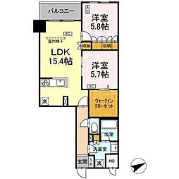東京メトロ東西線 葛西駅 徒歩5分の賃貸マンション 4階2LDKの間取り