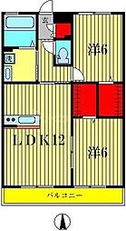 アルトテラ柴又 2階2LDKの間取り