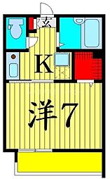 ルネコート高砂ＷＥＳＴ　Ａ棟 2階1Kの間取り