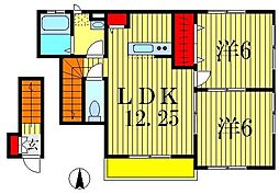 currant 2階2LDKの間取り