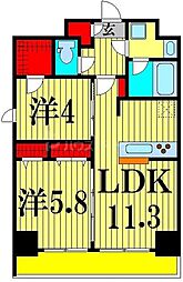 東京メトロ千代田線 綾瀬駅 徒歩3分の賃貸マンション 7階2LDKの間取り