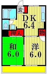 ヴァンベールＦ 1階2DKの間取り